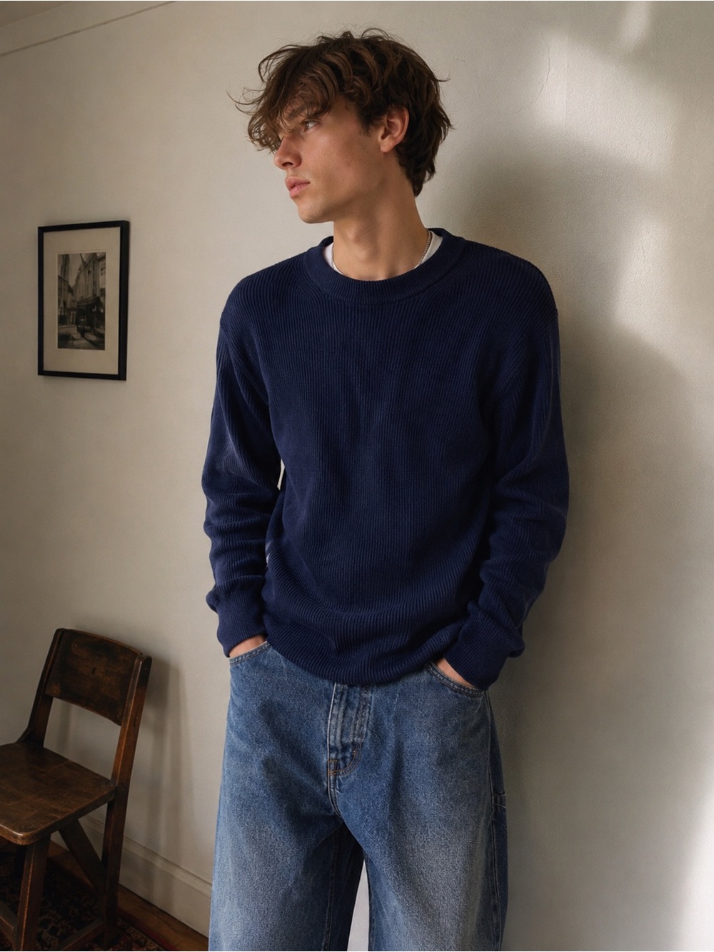 Vintage 2002 GAP Navy Rib Knit Crewneck Sweater